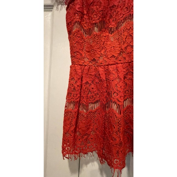 Anthropologie Maeve Red Lace Shirt Size M Valentine’s Day romantic pretty - Picture 6 of 11